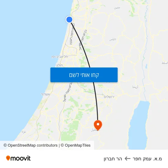 מפת מ.א. עמק חפר להר חברון