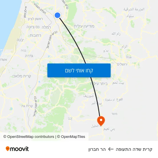מפת קרית שדה התעופה להר חברון