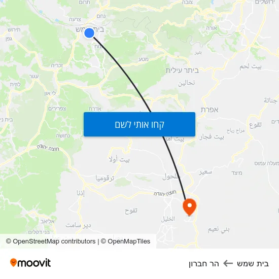 מפת בית שמש להר חברון
