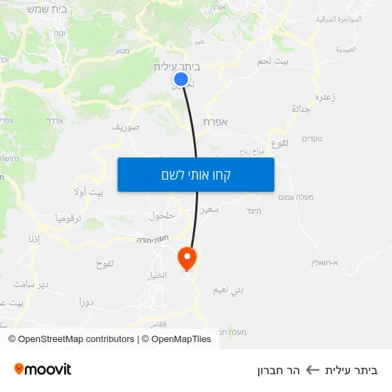 מפת ביתר עילית להר חברון