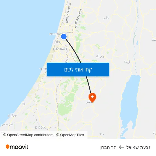מפת גבעת שמואל להר חברון