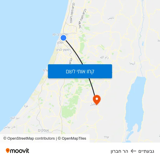 מפת גבעתיים להר חברון