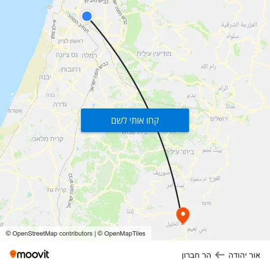 מפת אור יהודה להר חברון