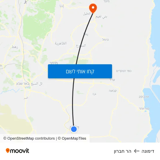 מפת דימונה להר חברון