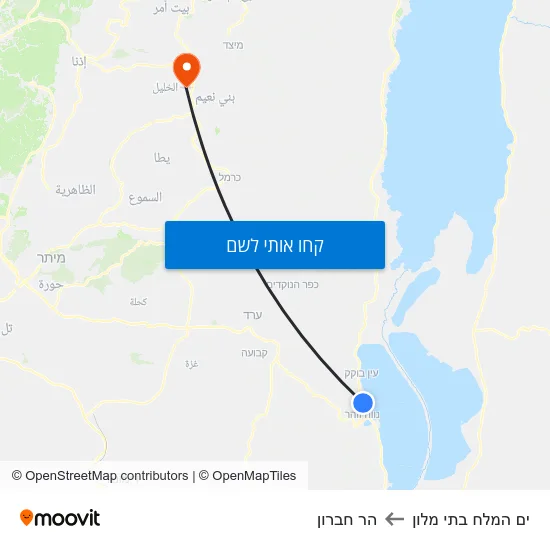 מפת ים המלח בתי מלון להר חברון