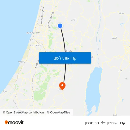 מפת קרני שומרון להר חברון