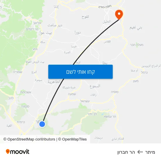 מפת מיתר להר חברון