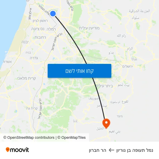 מפת נמל תעופה בן גוריון להר חברון