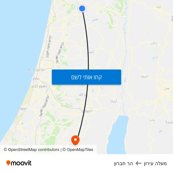 מפת מעלה עירון להר חברון