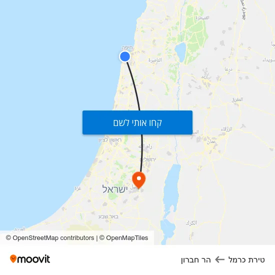 מפת טירת כרמל להר חברון