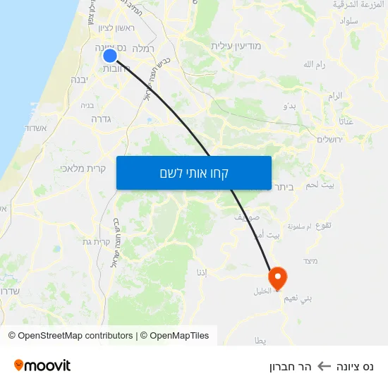 מפת נס ציונה להר חברון