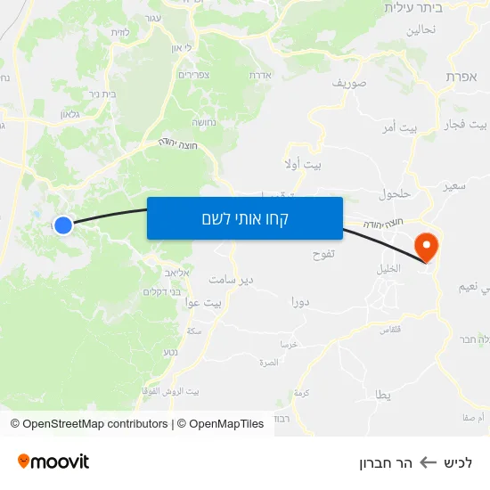 מפת לכיש להר חברון