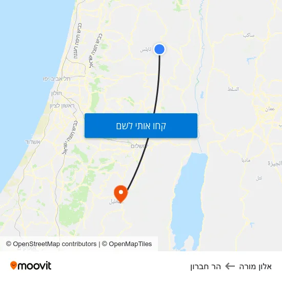 מפת אלון מורה להר חברון