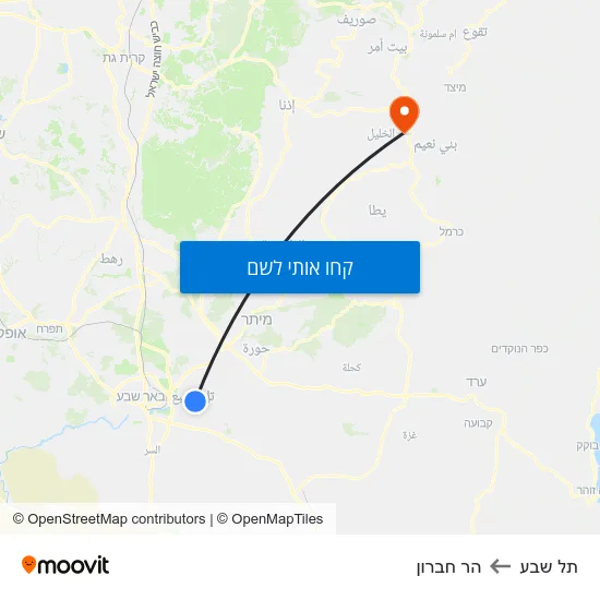 מפת תל שבע להר חברון