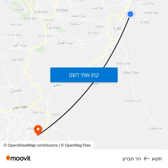 מפת תקוע להר חברון