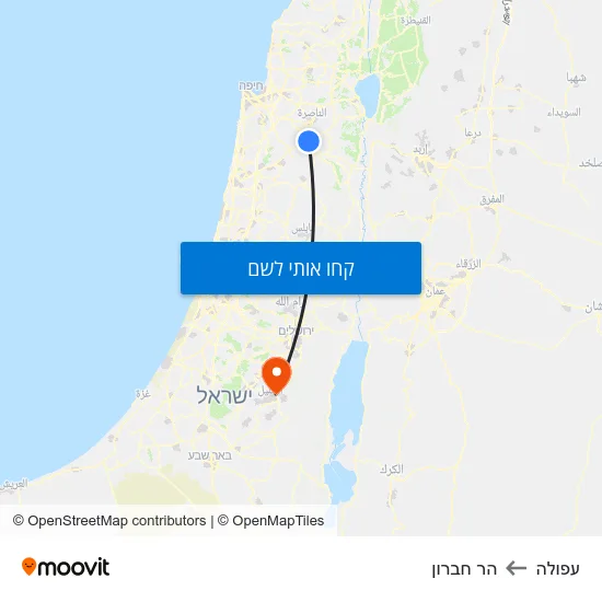 מפת עפולה להר חברון