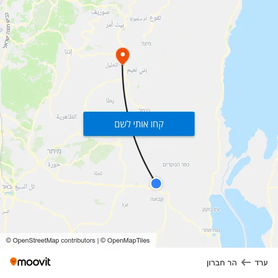 מפת ערד להר חברון