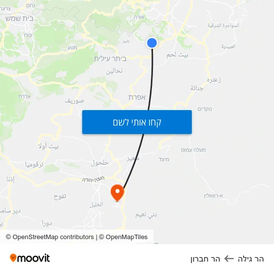 מפת הר גילה להר חברון