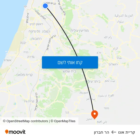 מפת קריית אונו להר חברון