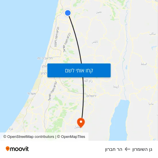 מפת גן השומרון להר חברון