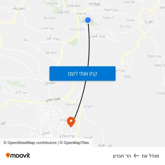 מפת מגדל עוז להר חברון