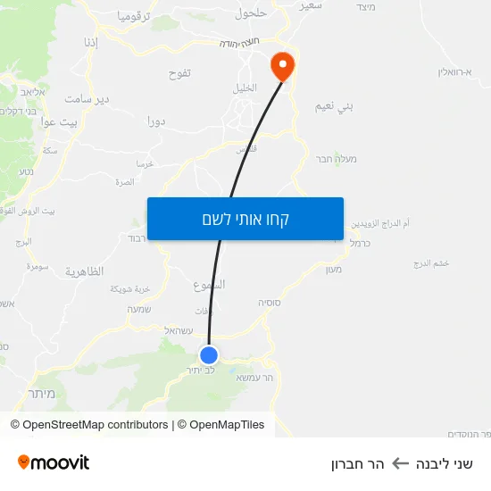מפת שני ליבנה להר חברון