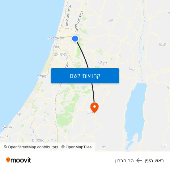 מפת ראש העין להר חברון
