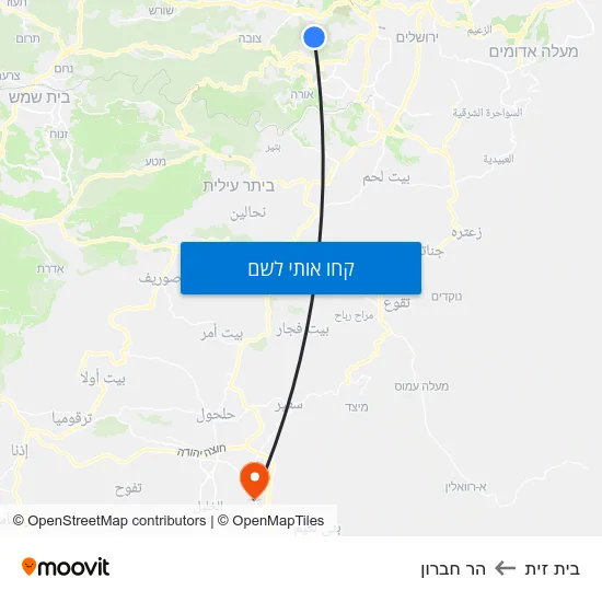 מפת בית זית להר חברון