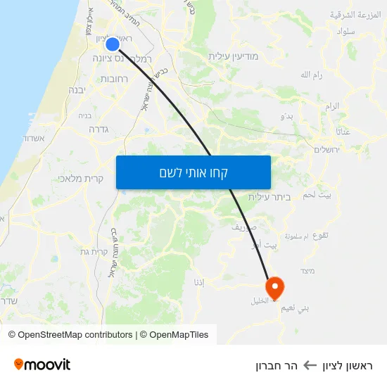 מפת ראשון לציון להר חברון