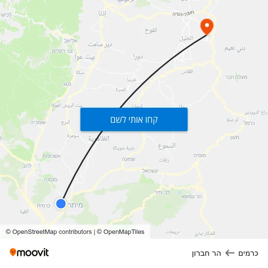 מפת כרמים להר חברון