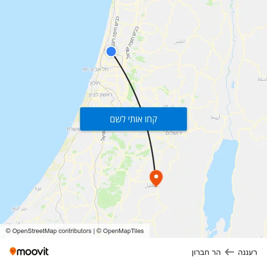 מפת רעננה להר חברון