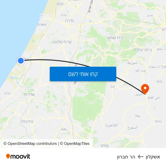 מפת אשקלון להר חברון