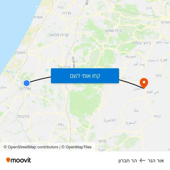 מפת אור הנר להר חברון