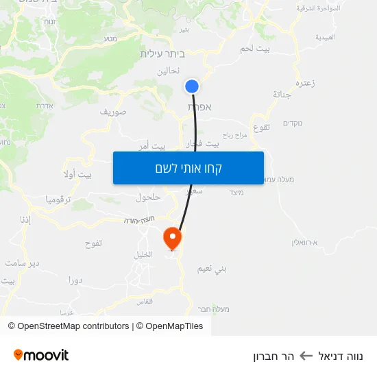 מפת נווה דניאל להר חברון