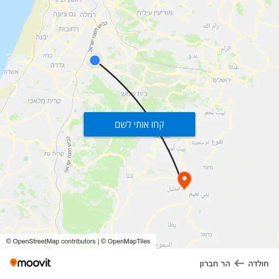 מפת חולדה להר חברון