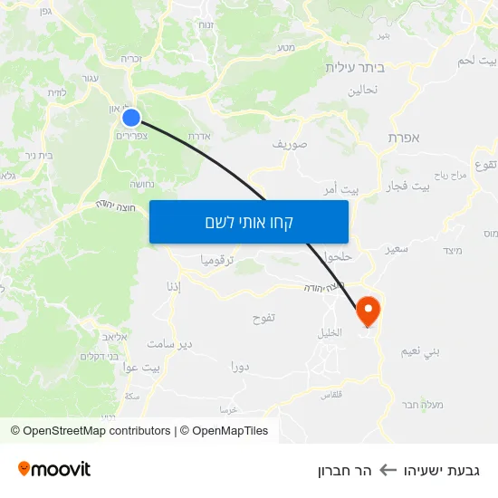 מפת גבעת ישעיהו להר חברון