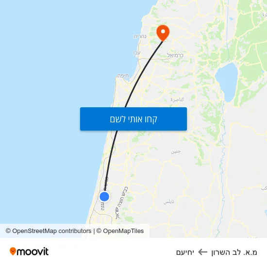 מפת מ.א. לב השרון ליחיעם
