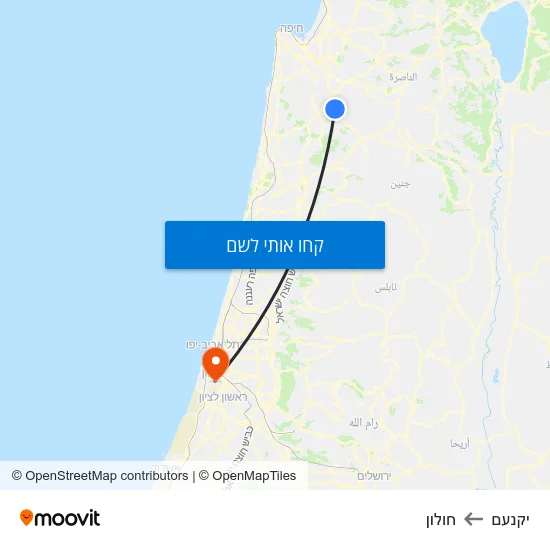 מפת יקנעם לחולון