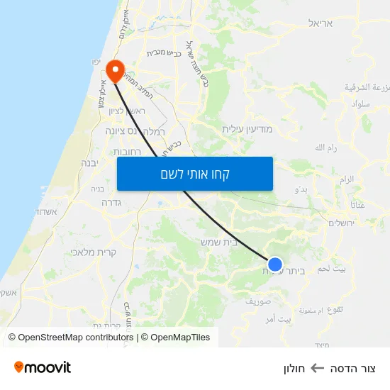 מפת צור הדסה לחולון