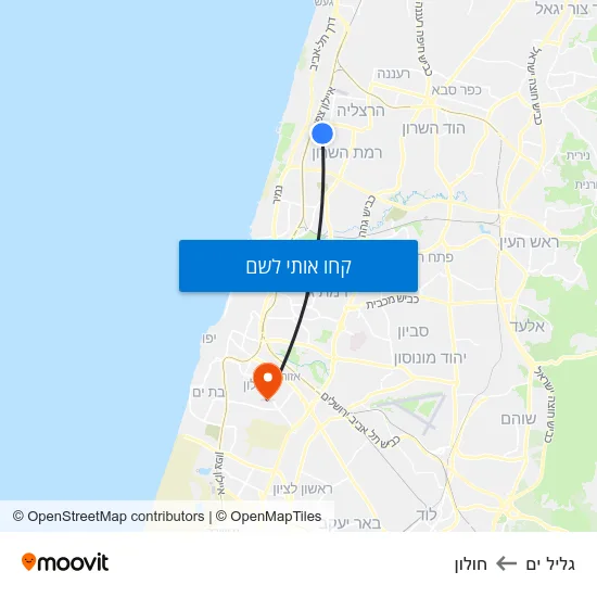 מפת גליל ים לחולון