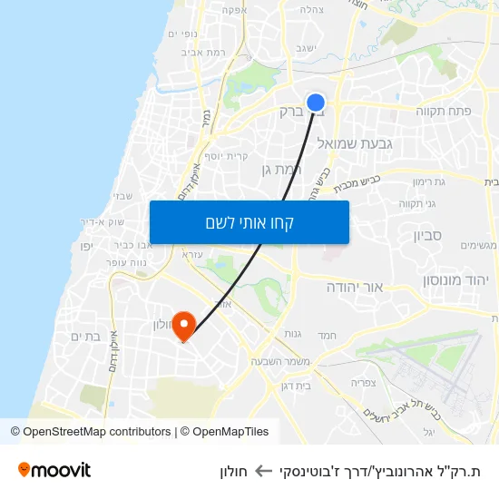 מפת ת.רק''ל אהרונוביץ'/דרך ז'בוטינסקי לחולון