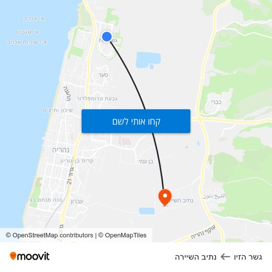 מפת גשר הזיו לנתיב השיירה