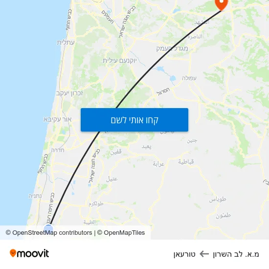 מפת מ.א. לב השרון לטורעאן