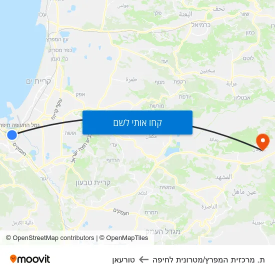 מפת ת. מרכזית המפרץ/מטרונית לחיפה לטורעאן