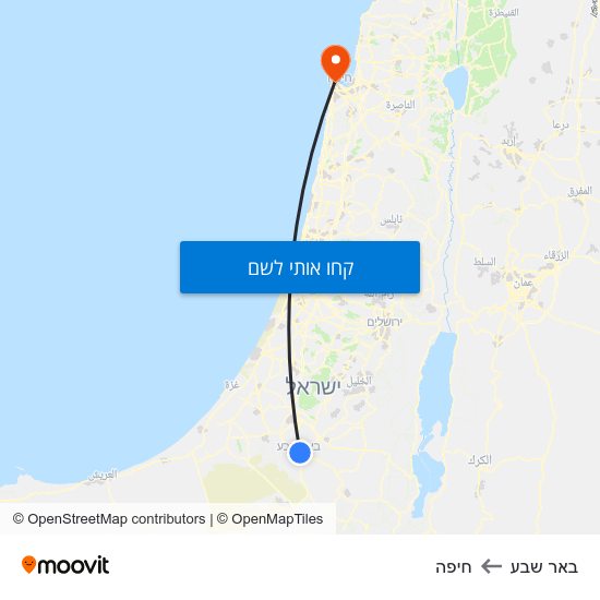 מפת באר שבע לחיפה