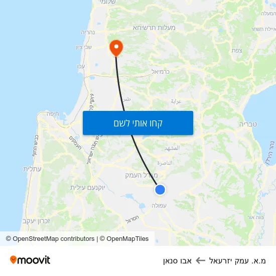 מפת מ.א. עמק יזרעאל לאבו סנאן