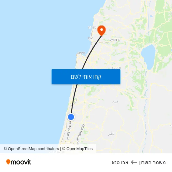 מפת משמר השרון לאבו סנאן