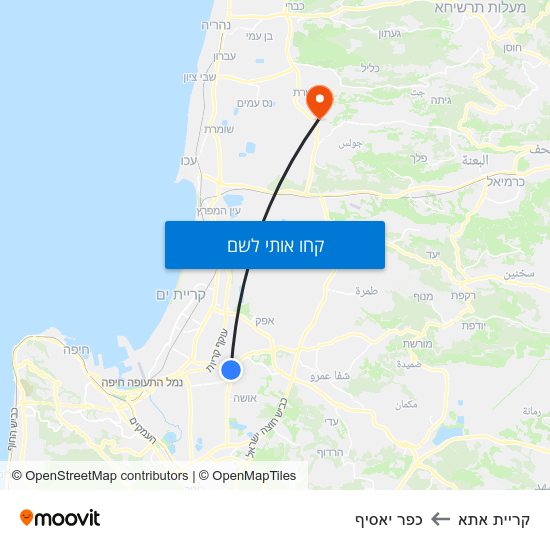 מפת קריית אתא לכפר יאסיף