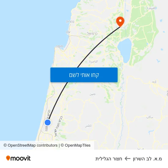 מפת מ.א. לב השרון לחצור הגלילית