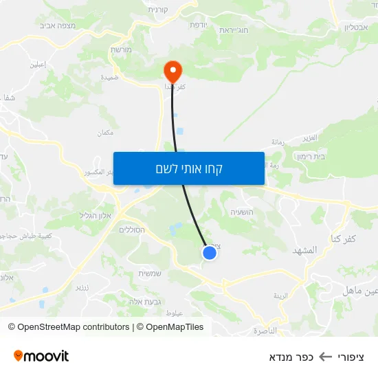 מפת ציפורי לכפר מנדא